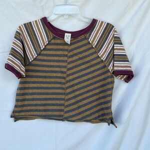 We The Free Striped Crop Tee- Small